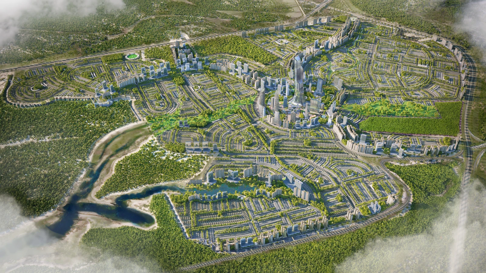 Faisal Town 2 aerial master-planned development view